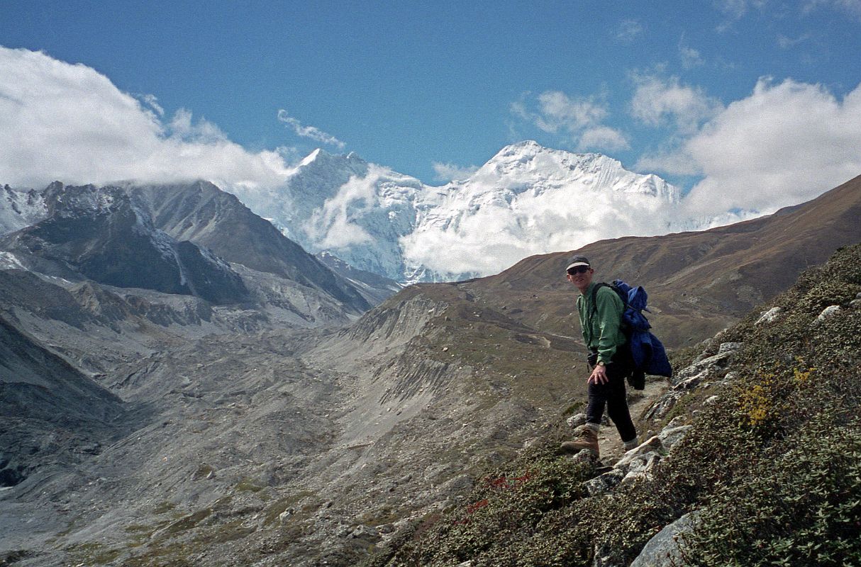 05 Jerome Ryan With Kangshung Glacier Leading To Lhotse And Everest Kangshung East Faces From Just Before Hoppo Camp